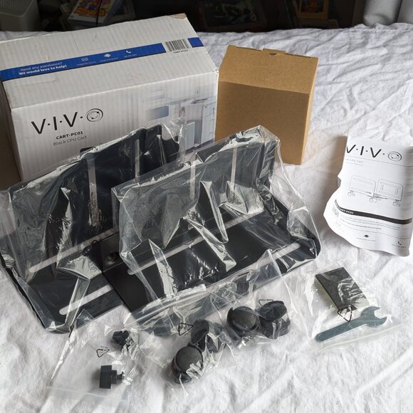 New Open Box Black metal CPU cart by VIVO CART-PC01, wheeled CPU caddie - Picture 7 of 9